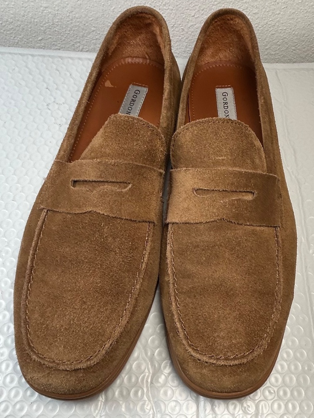 Gordon Rush Men's Suede Penny Loafers Brown Tan Slip On Shoes Size 10.5